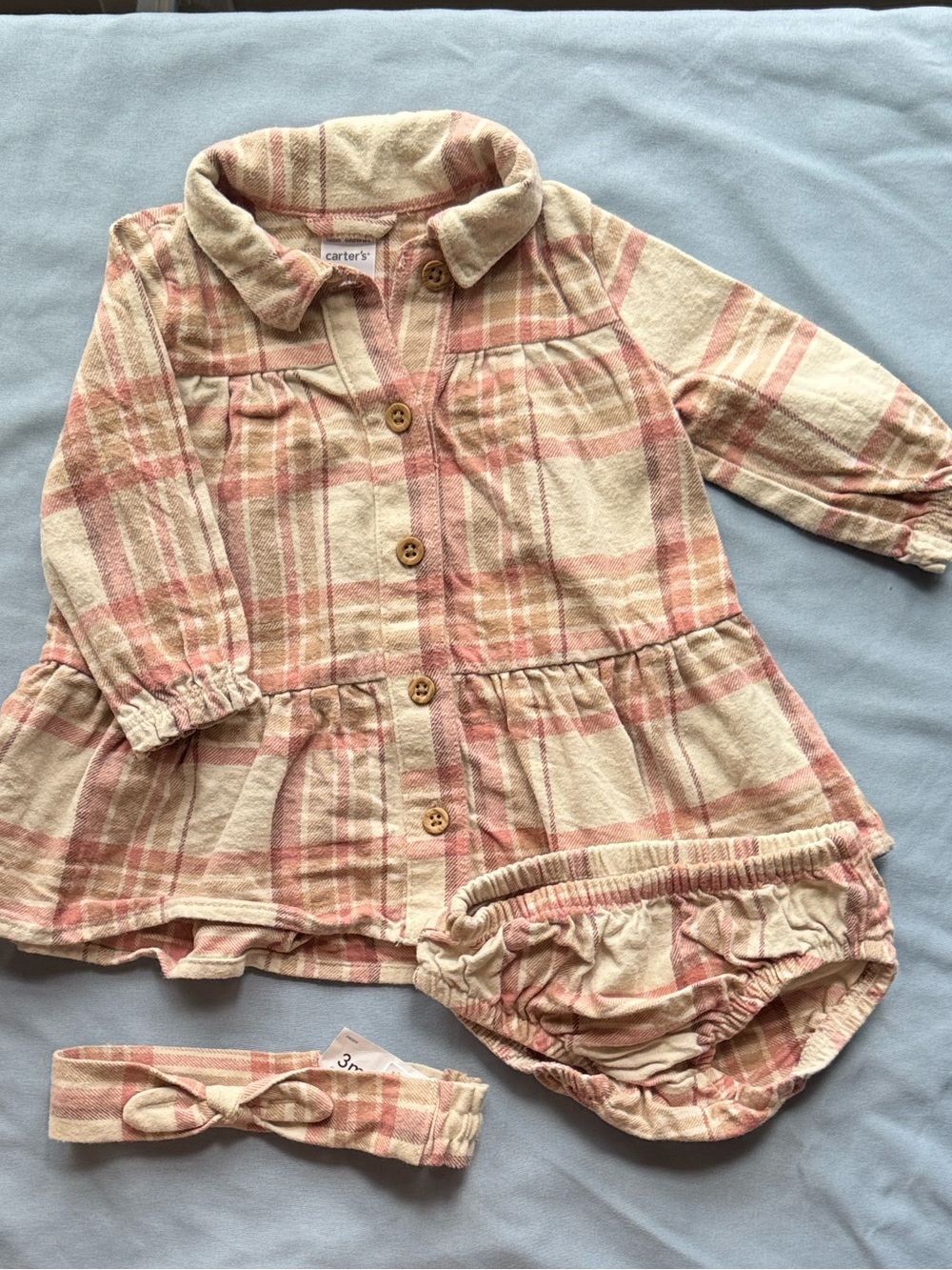 Carter's Pink and Cream Plaid Dress Set